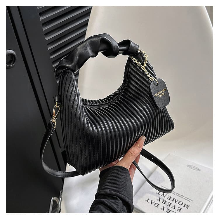 Noir Pleated Shoulder Bag black