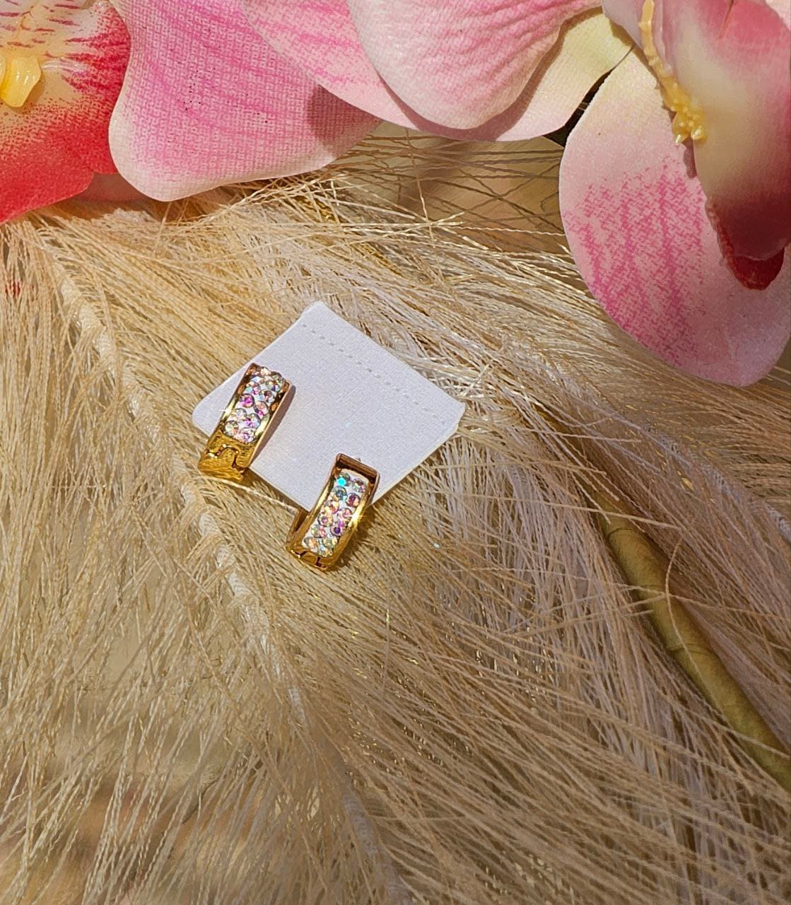 Gold Plated Fashion Huggies Earring Jewellery multicolor small