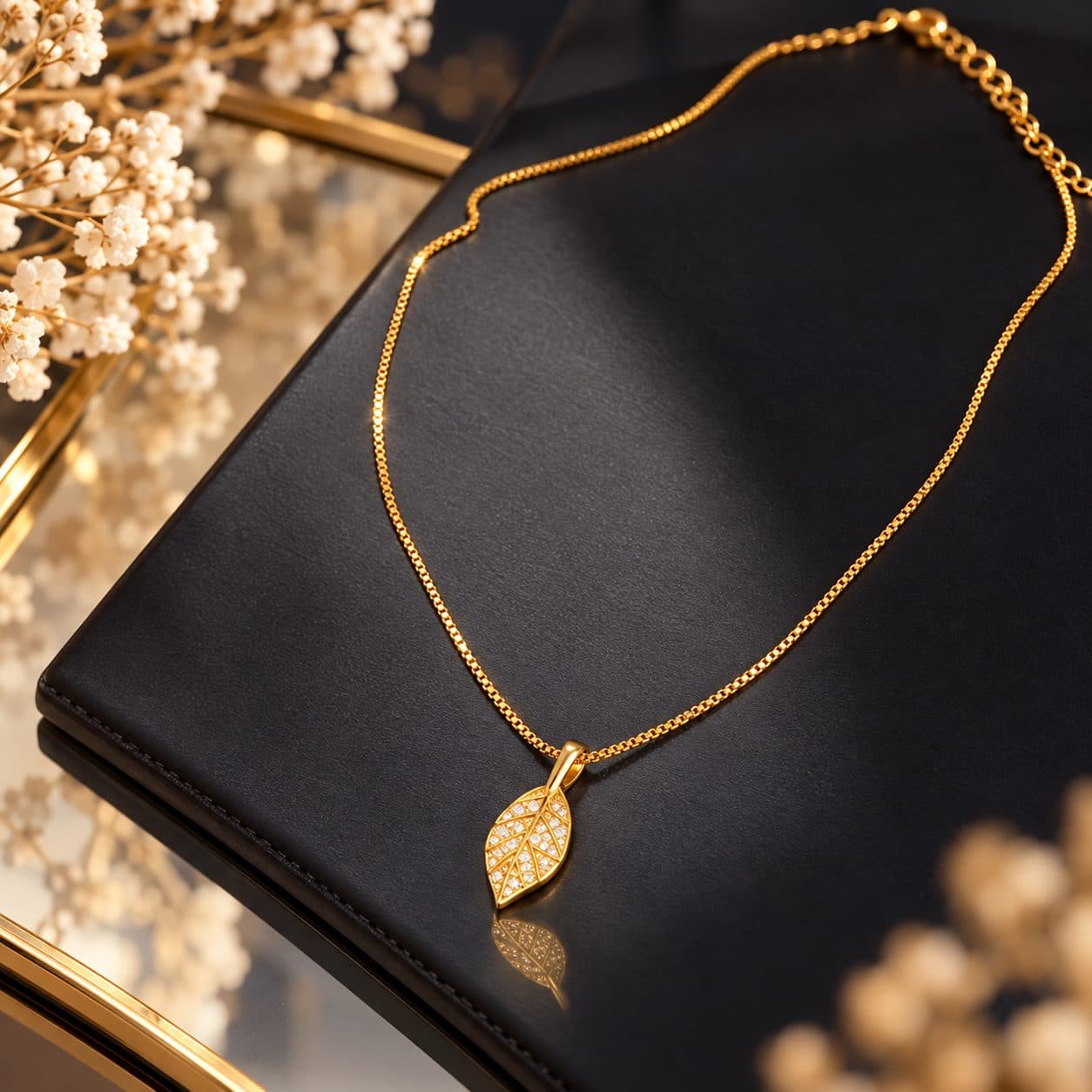 Elvarra Crystal Leaf Anti-Tarnish Necklace